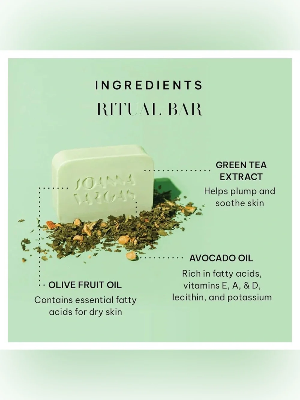 JOANNA VARGAS Energizing Green Cleansing Bar - Gentle Face & Body Soap 3.52 OZ.